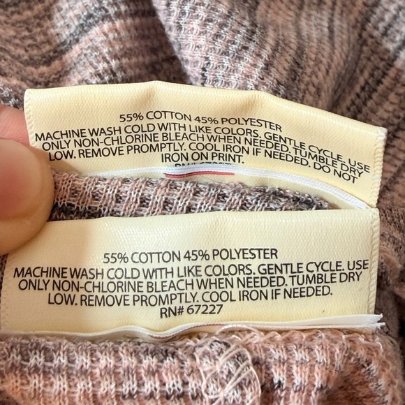 Bobbie Brooks Thermal Pink Grey Long Sleeve Top Pants Pajama Set Women M stretch - Picture 8 of 9